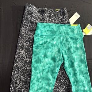 All in Motion XL High Rise Capri Kids Black & Gray and Kelly green mesh Leggings